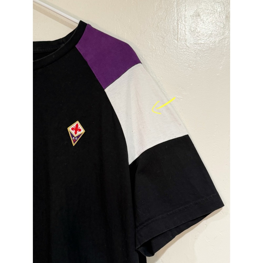 Le Coq Sportif ACF Fiorentina Mens XXL Black Soccer T-Shirt Colorblock 401292374 - Picture 10 of 11